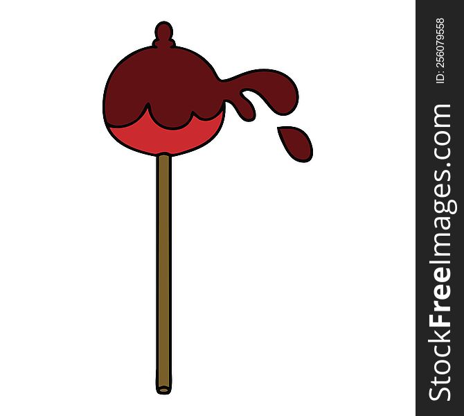 Quirky Hand Drawn Cartoon Toffee Apple