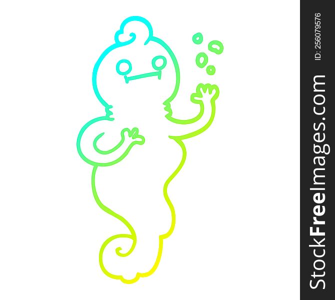 Cold Gradient Line Drawing Cartoon Spooky Ghost