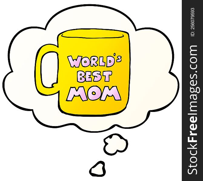 worlds best mom mug with thought bubble in smooth gradient style