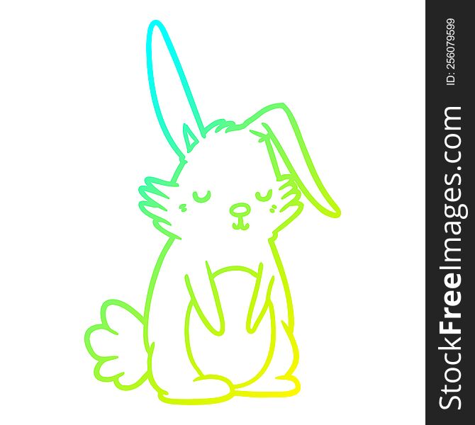 Cold Gradient Line Drawing Cartoon Sleepy Rabbit