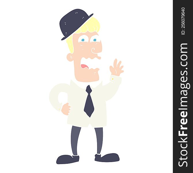 Flat Color Illustration Of A Cartoon Businessman