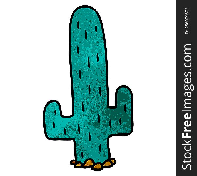hand drawn textured cartoon doodle of a cactus