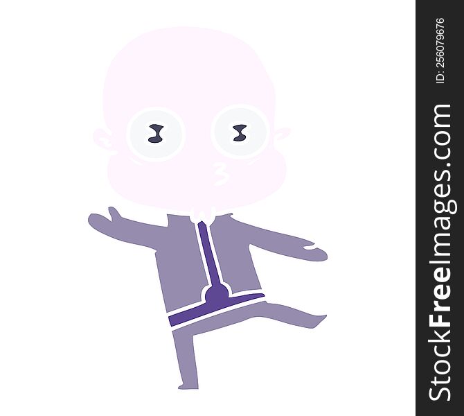 Flat Color Style Cartoon Weird Bald Spaceman Dancing