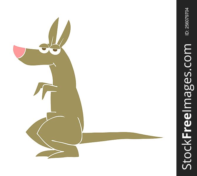 Flat Color Illustration Of A Cartoon Kangaroo