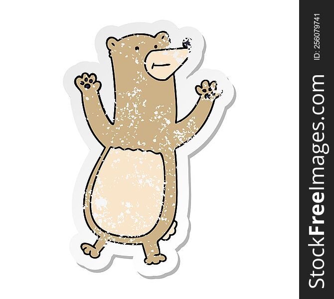 Distressed Sticker Of A Quirky Hand Drawn Cartoon Bear