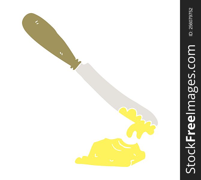 Flat Color Style Cartoon Knife Spreading Butter