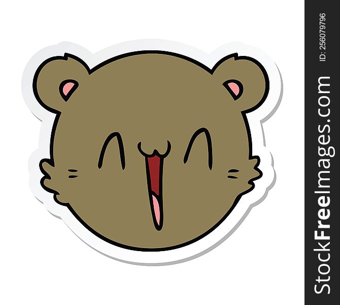 Sticker Of A Cute Cartoon Teddy Bear Face