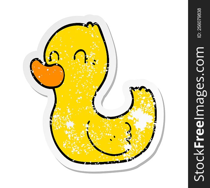 distressed sticker of a cartoon duck