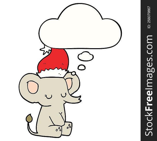 Cute Christmas Elephant And Thought Bubble