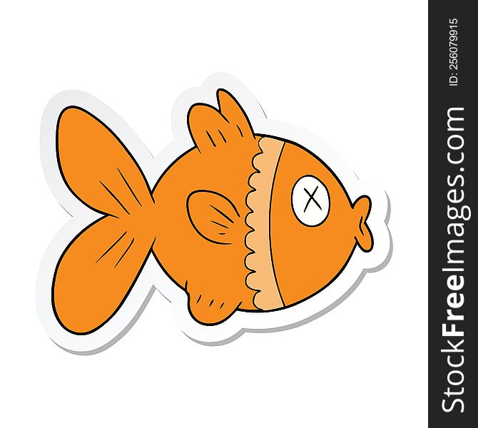 sticker of a cartoon goldfish