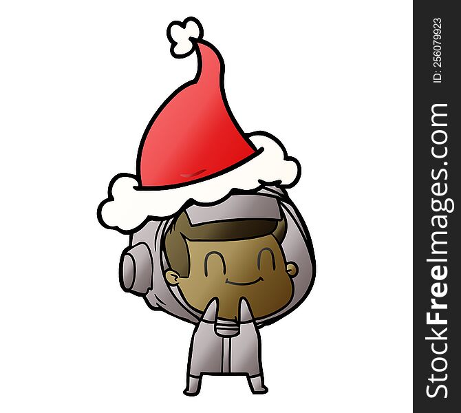 Happy Gradient Cartoon Of A Astronaut Wearing Santa Hat