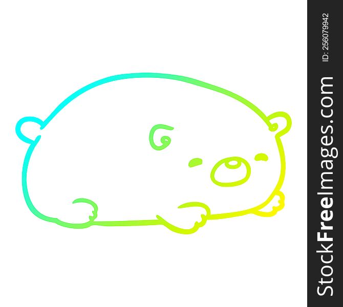 Cold Gradient Line Drawing Cute Polar Bear