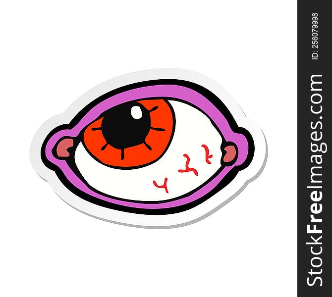 sticker of a cartoon spooky eye