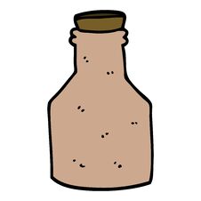 Cartoon Doodle Old Ceramic Bottle With Cork Stock Photography