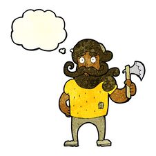 Free Cartoon Lumberjack With Axe With Thought Bubble Royalty Free Stock Images - 256088619