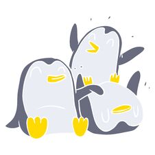 Flat Color Style Cartoon Happy Penguins Stock Image
