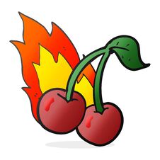 Cartoon Flaming Cherries Stock Photo