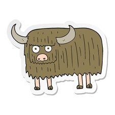 Sticker Of A Cartoon Hairy Cow Stock Photography