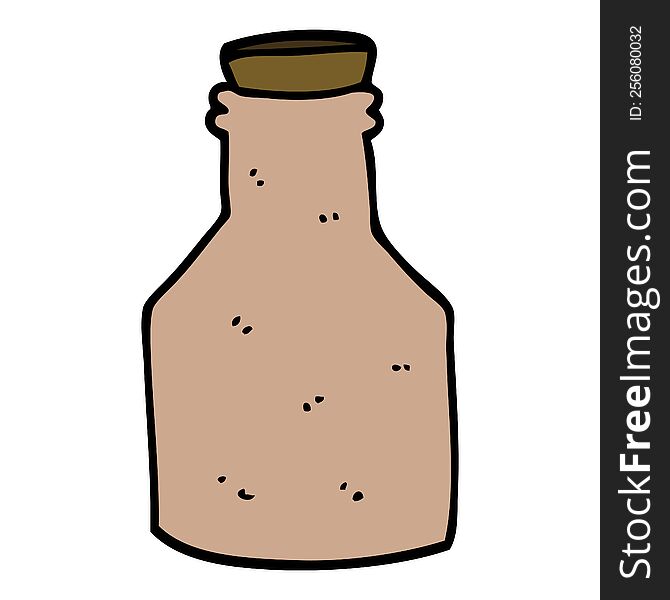 cartoon doodle old ceramic bottle with cork