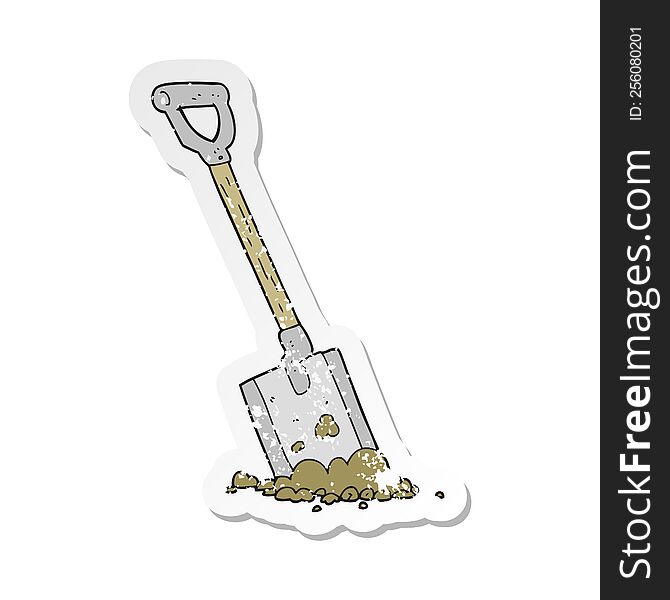 retro distressed sticker of a cartoon shovel in dirt