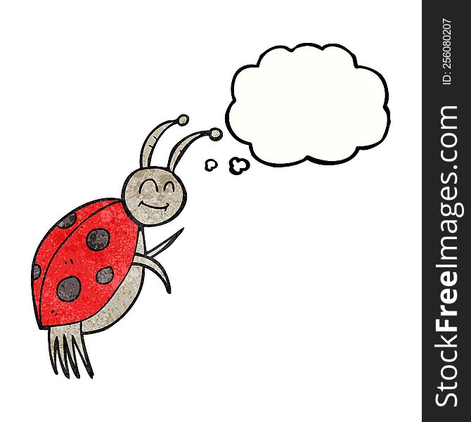 Thought Bubble Textured Cartoon Ladybug