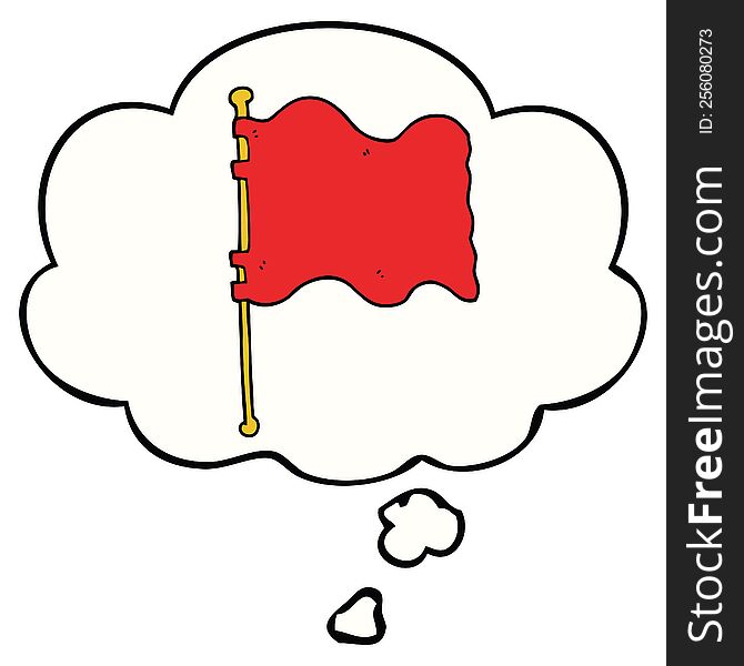 cartoon flag with thought bubble. cartoon flag with thought bubble
