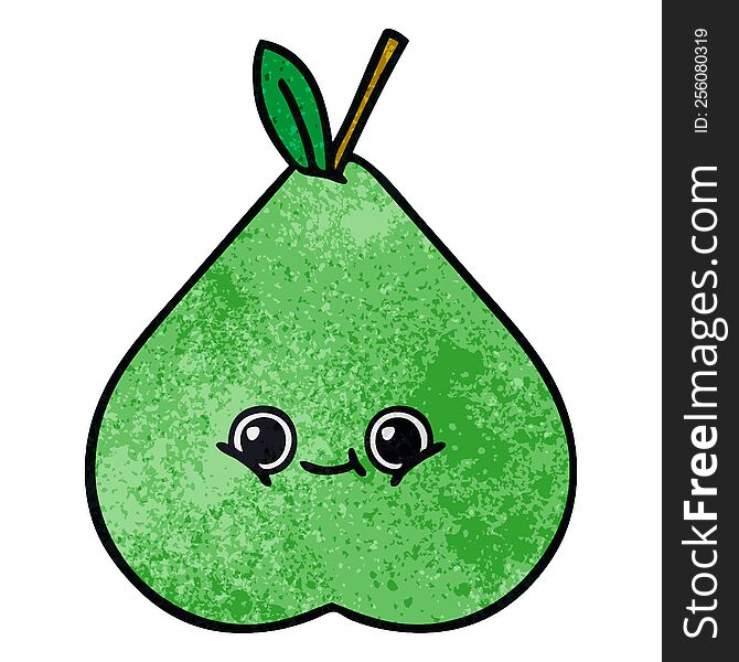 retro grunge texture cartoon green pear