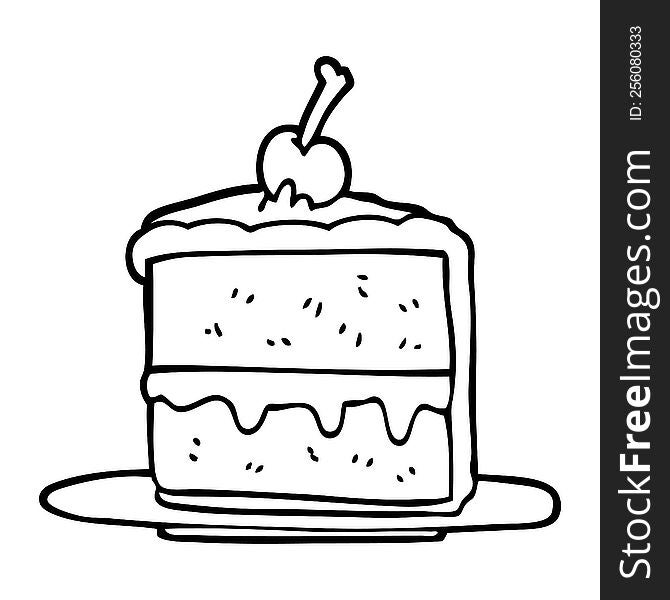 line drawing cartoon chocolate cake