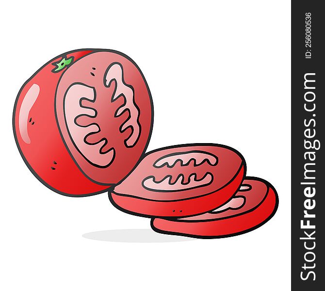 freehand drawn cartoon sliced tomato