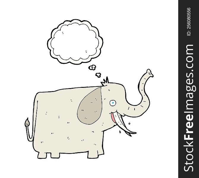 Cartoon Happy Elephant With Thought Bubble