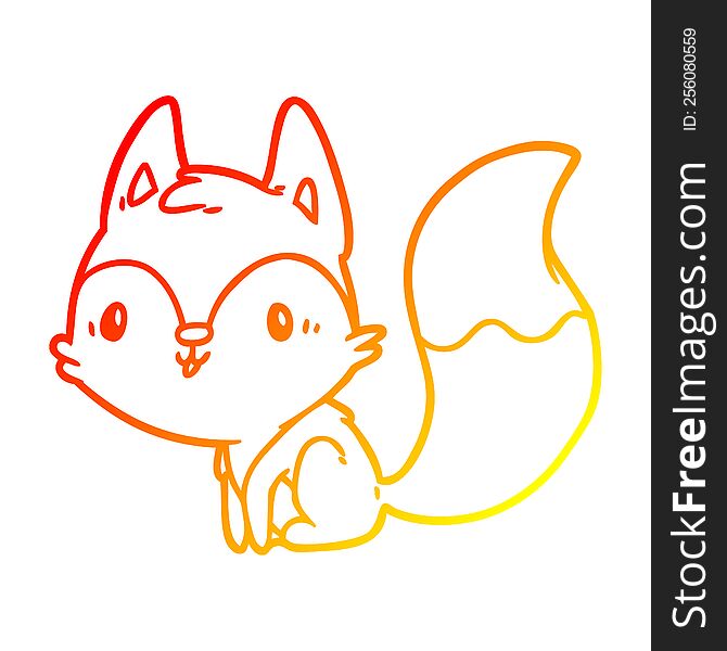 Warm Gradient Line Drawing Cute Fox