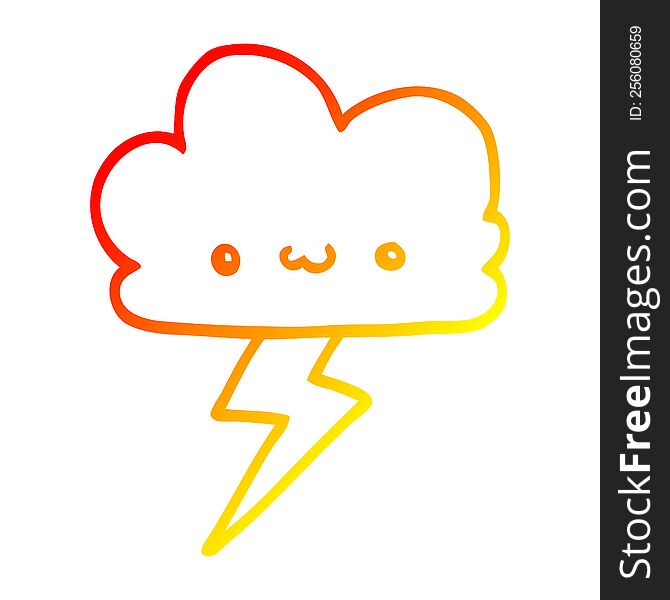 Warm Gradient Line Drawing Cartoon Storm Cloud