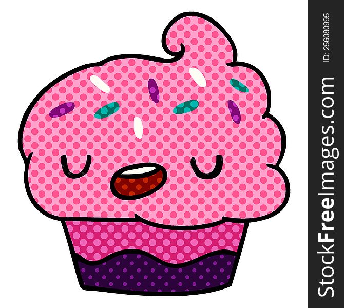 Cartoon Kawaii Of A Cute Cupcake