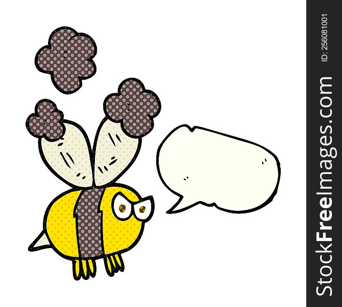 freehand drawn comic book speech bubble cartoon angry bee