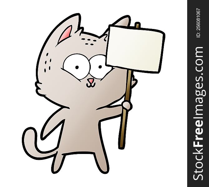 cartoon cat with placard. cartoon cat with placard