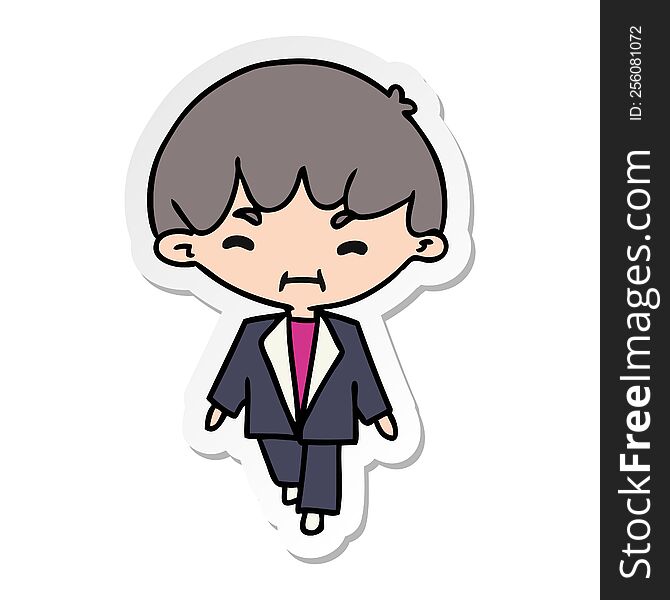 Sticker Cartoon Kawaii Cute Businessman In Suit