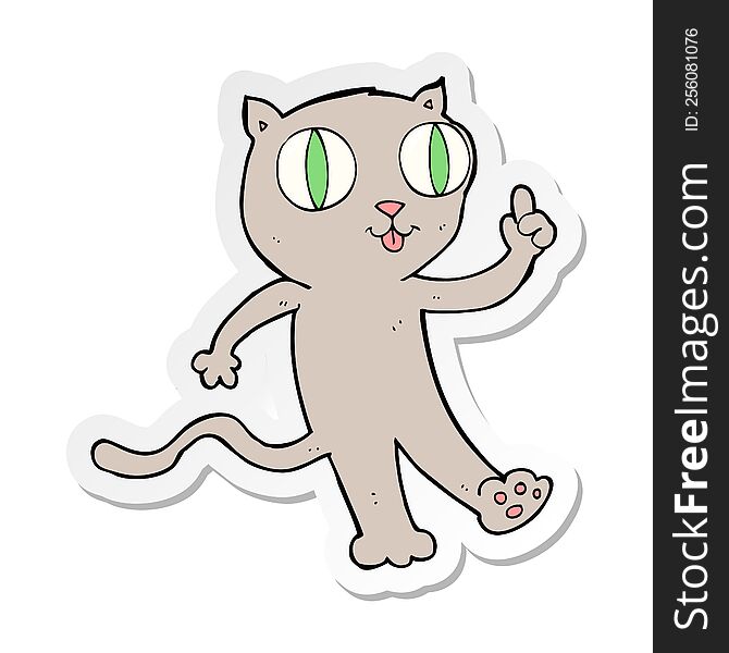 Sticker Of A Cartoon Cat With Idea