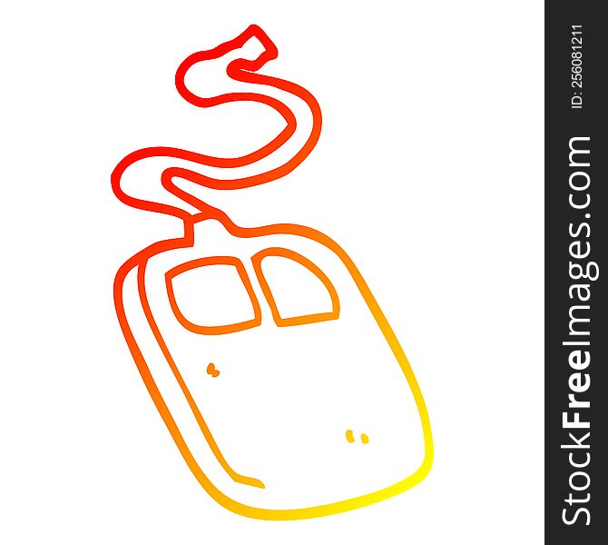 warm gradient line drawing of a cartoon old computer mouse