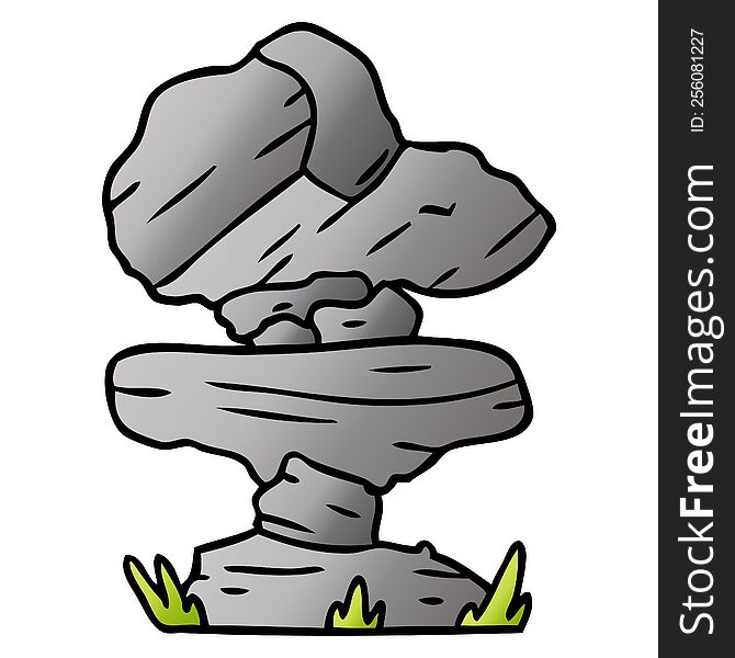 Gradient Cartoon Doodle Of Grey Stone Boulders