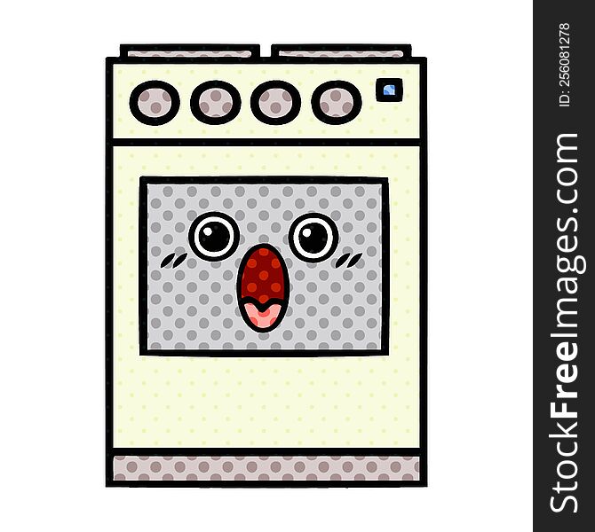 Comic Book Style Cartoon Kitchen Oven