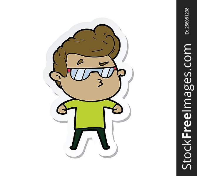 sticker of a cartoon cool guy