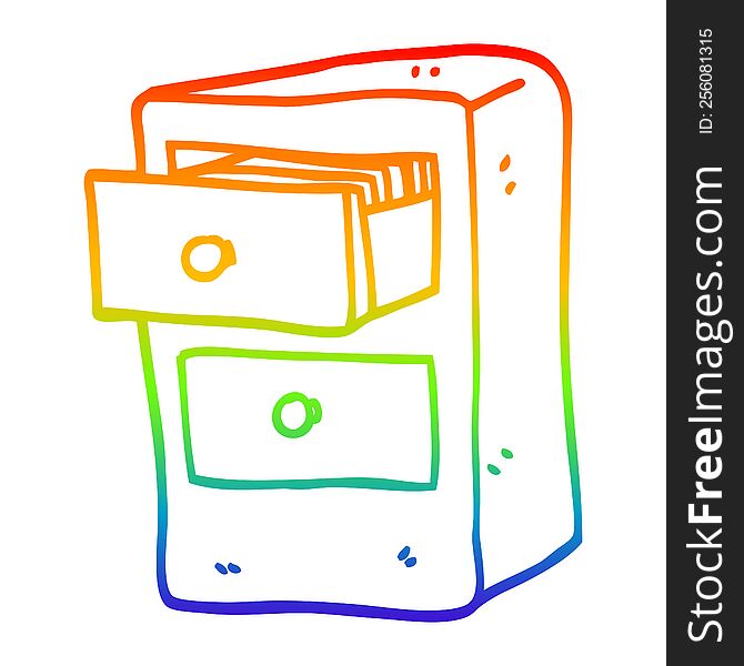 rainbow gradient line drawing cartoon drawers of files