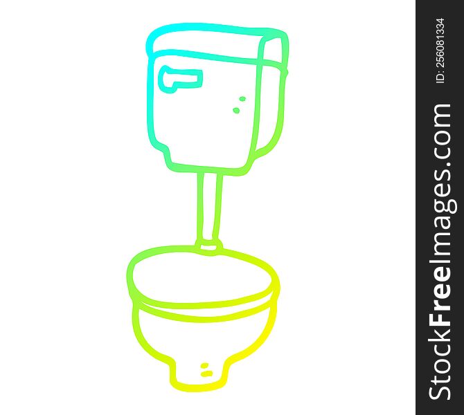 cold gradient line drawing of a cartoon golden toilet
