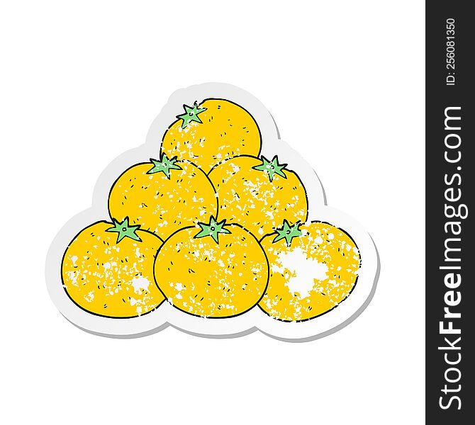 retro distressed sticker of a cartoon oranges