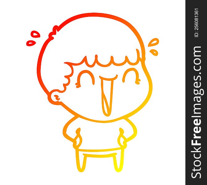 warm gradient line drawing of a laughing cartoon man