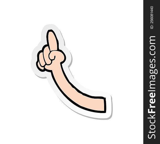 Sticker Of A Cartoon Pointing Arm