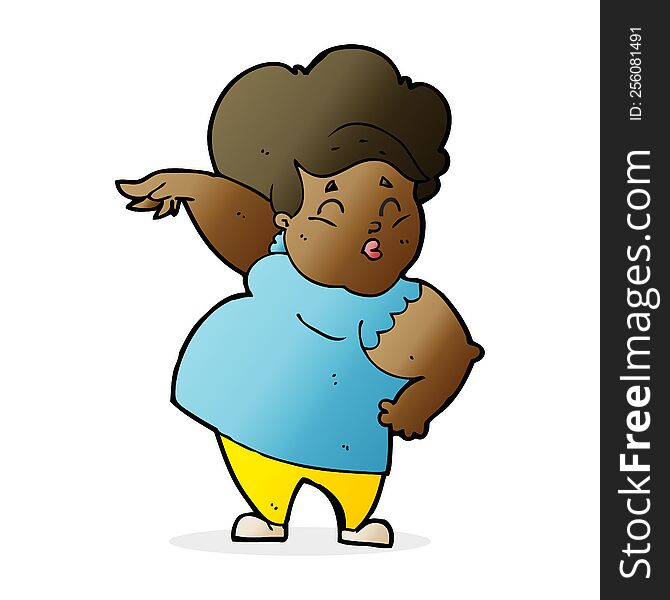 Cartoon Happy Overweight Lady