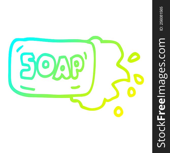 Cold Gradient Line Drawing Cartoon Bar Of Soap