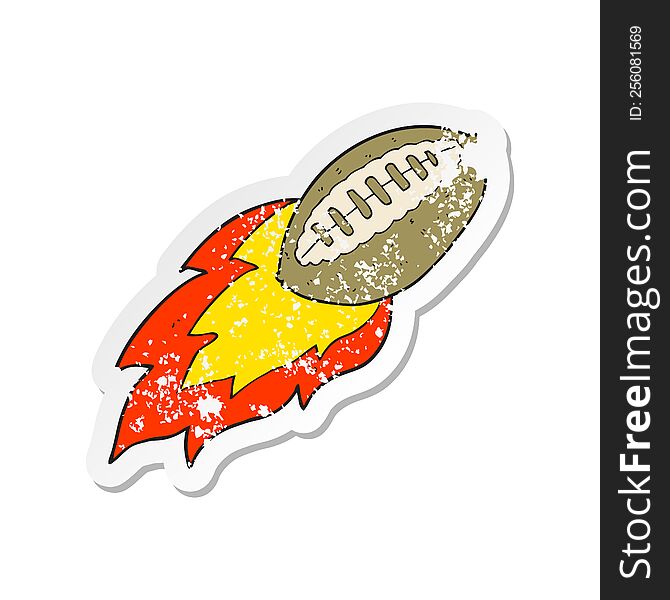 retro distressed sticker of a cartoon flying football