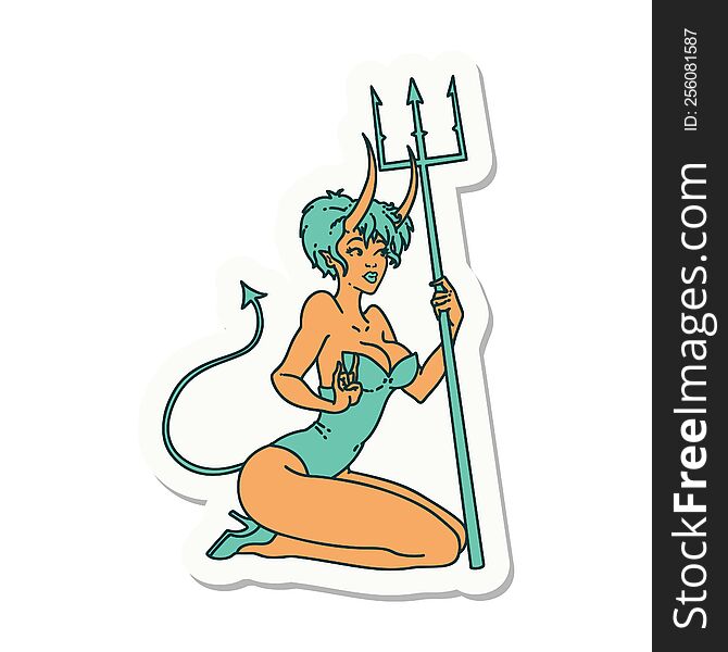 Tattoo Sticker Of A Pinup Devil Girl